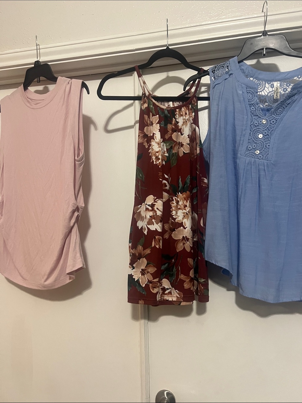 Papermoon Burgundy Floral Spaghetti-Strap Tank, plus 2 other shirts
